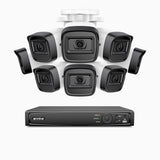 H300 - Kit de surveillance PoE 3MP à 16 canaux avec 8 caméras, vision nocturne EXIR 2.0, détection de mouvement, H.265+, étanchéité IP67