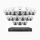 H1200 - Kit de surveillance PoE 4K 12MP à 16 canaux avec 16 caméras, vision nocturne couleur et IR, détection humaine et véhiculaire, H.265+, microphone intégré, stockage local maximal de 512 Go, IP67