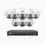H1200 - Kit de surveillance PoE 4K 12MP à 16 canaux avec 8 caméras, vision nocturne couleur et IR, détection humaine et véhiculaire, H.265+, microphone intégré, stockage local maximal de 512 Go, IP67