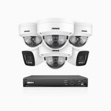 H800 - Kit de surveillance PoE 4K à 16 canaux avec 2 caméras bullet et 4 caméras dôme, anti-vandalisme IK10, vision nocturne en couleur et infrarouge, Détection Personne-Véhicule, Microphone intégré, Champ de vision de 96°, RTSP et ONVIF pris en charge
