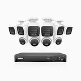 H800 - Kit de surveillance PoE 4K à 16 canaux avec 6 caméras bullet et 4 caméras tourelle, vision nocturne en couleur et infrarouge, Détection Personne-Véhicule, Microphone intégré, Champ de vision de 96°, RTSP et ONVIF pris en charge