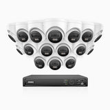 H800 - Kit de surveillance PoE 4K à 16 canaux avec 16 caméras, vision nocturne en couleur et infrarouge, Détection Personne-Véhicule, Microphone intégré, Champ de vision de 96°, RTSP et ONVIF pris en charge