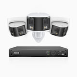 FDH600 - Kit de surveillance PoE 6MP à 8 canaux avec 1 caméras bullet et 2 caméras tourelle, double objectif, ultra grand angle 180°, super ouverture f/1.2, micro intégré, Détection Intelligente de Mouvement