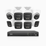 H800 - Kit de surveillance PoE 4K à 8 canaux avec 6 caméras bullet et 2 caméras tourelle, vision nocturne en couleur et infrarouge, Détection Personne-Véhicule, Microphone intégré, Champ de vision de 96°, RTSP et ONVIF pris en charge
