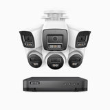 H800 - Kit de surveillance PoE 4K à 8 canaux avec 3 caméras bullet et 3 caméras tourelle, vision nocturne en couleur et infrarouge, Détection Personne-Véhicule, Microphone intégré, Champ de vision de 96°, RTSP et ONVIF pris en charge