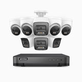 H800 - Kit de surveillance PoE 4K à 8 canaux avec 4 caméras bullet et 4 caméras tourelle, vision nocturne en couleur et infrarouge, Détection Personne-Véhicule, Microphone intégré, Champ de vision de 96°, RTSP et ONVIF pris en charge