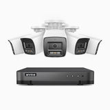 H800 - Kit de surveillance PoE 4K à 8 canaux avec 5 caméras, vision nocturne en couleur et infrarouge, Détection Personne-Véhicule, Microphone intégré, Champ de vision de 96°, RTSP et ONVIF pris en charge