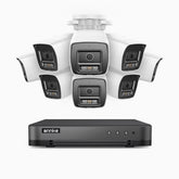 H800 - Kit de surveillance PoE 4K à 8 canaux avec 8 caméras, vision nocturne en couleur et infrarouge, Détection Personne-Véhicule, Microphone intégré, Champ de vision de 96°, RTSP et ONVIF pris en charge