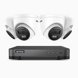 H800 - Kit de surveillance PoE 4K à 8 canaux avec 4 caméras, vision nocturne en couleur et infrarouge, Détection Personne-Véhicule, Microphone intégré, Champ de vision de 96°, RTSP et ONVIF pris en charge