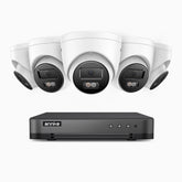 H800 - Kit de surveillance PoE 4K à 8 canaux avec 5 caméras, vision nocturne en couleur et infrarouge, Détection Personne-Véhicule, Microphone intégré, Champ de vision de 96°, RTSP et ONVIF pris en charge