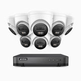 H800 - Kit de surveillance PoE 4K à 8 canaux avec 8 caméras, vision nocturne en couleur et infrarouge, Détection Personne-Véhicule, Microphone intégré, Champ de vision de 96°, RTSP et ONVIF pris en charge