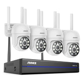 WSPT500 - Kit de vidéosurveillance extérieur 10 canaux 5MP WLAN avec 4 caméras PT 5MP, détection intelligente des personnes, audio bidirectionnel, vision nocturne en couleur, étanchéité IP67