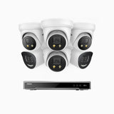 H800X - 4K 8 Channel PoE Security System with 2 Bullet & 4 Turret Cameras, 1/1.8'' BSI Sensor, f/1.6 Aperture (0.003 Lux), Siren & Strobe Alarm,Two-Way Audio, Human & Vehicle Detection, Perimeter Protection, Works with Alexa