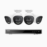 H800X - 4K 8 Channel 4 Cameras PoE Security System, 1/1.8'' BSI Sensor, f/1.6 Aperture (0.003 Lux), Siren & Strobe Alarm,Two-Way Audio, Human & Vehicle Detection, Perimeter Protection, Works with Alexa