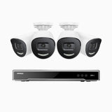 H800X - 4K 8 Channel 4 Cameras PoE Security System, 1/1.8'' BSI Sensor, f/1.6 Aperture (0.003 Lux), Siren & Strobe Alarm,Two-Way Audio, Human & Vehicle Detection, Perimeter Protection, Works with Alexa