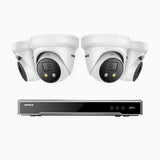 H800X - 4K 8 Channel 4 Cameras PoE Security System, 1/1.8'' BSI Sensor, f/1.6 Aperture (0.003 Lux), Siren & Strobe Alarm,Two-Way Audio, Human & Vehicle Detection, Perimeter Protection, Works with Alexa