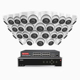 H500 - Kit de surveillance PoE 5MP à 32 canaux avec 32 caméras, Vision nocturne Infrarouge 2.0, Microphone intégré, Fente pour carte SD, Fonctionne avec Alexa, Switch PoE 16 ports inclus
