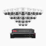 H500 - Kit de surveillance PoE 5MP à 32 canaux avec 24 caméras, Vision nocturne Infrarouge 2.0, Microphone intégré, Fente pour carte SD, Fonctionne avec Alexa, Switch PoE 16 ports inclus