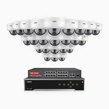 H500 - Kit de surveillance PoE 5MP à 32 canaux avec 24 caméras, Vision nocturne intelligente à double éclairage, 3072 × 1728 à 20 ips, détection intelligente des personnes et des véhicules, microphone intégré, IP67
