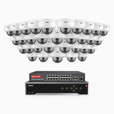 H500 - Kit de surveillance PoE 5MP à 32 canaux avec 32 caméras, Vision nocturne intelligente à double éclairage, 3072 × 1728 à 20 ips, détection intelligente des personnes et des véhicules, microphone intégré, IP67