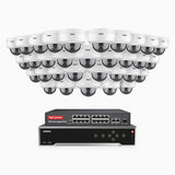 H500 - Kit de surveillance PoE 5MP à 32 canaux avec 32 caméras, Vision nocturne Infrarouge 2.0, Microphone intégré, Fente pour carte SD, Fonctionne avec Alexa, Switch PoE 16 ports inclus