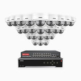 H800 - Kit de surveillance PoE 4K à 32 canaux avec 24 caméras, vision nocturne en couleur et infrarouge, Détection de personnes et de véhicules, Microphone intégré, Champ de vision de 96°, RTSP et ONVIF pris en charge, Switch PoE 16 ports inclus