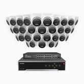 H500 - Kit de surveillance PoE 5MP à 32 canaux avec 32 caméras, Vision nocturne intelligente à double éclairage, 3072 × 1728 à 20 ips, détection intelligente des personnes et des véhicules, microphone intégré, IP67