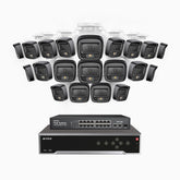 H500 - Kit de surveillance PoE 5MP à 32 canaux avec 20 caméras, Vision nocturne intelligente à double éclairage, 3072 × 1728 à 20 ips, détection intelligente des personnes et des véhicules, microphone intégré, IP67