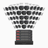 H800X - 4K 64 Channel 48 Cameras PoE Security System, 1/1.8'' BSI Sensor, f/1.6 Aperture (0.003 Lux), Siren & Strobe Alarm,Two-Way Audio, Human & Vehicle Detection, Perimeter Protection, Works with Alexa