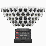 H800X - 4K 64 Channel 48 Cameras PoE Security System, 1/1.8'' BSI Sensor, f/1.6 Aperture (0.003 Lux), Siren & Strobe Alarm,Two-Way Audio, Human & Vehicle Detection, Perimeter Protection, Works with Alexa