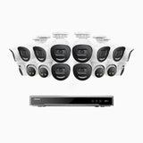 H800X - 4K 16 Channel PoE Security System with 10 Bullet & 6 Turret Cameras, 1/1.8'' BSI Sensor, f/1.6 Aperture (0.003 Lux), Siren & Strobe Alarm, Two-Way Audio, Human & Vehicle Detection, Perimeter Protection, Works with Alexa
