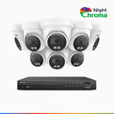 NightChroma<sup>TM</sup> NCK800 - Kit de surveillance PoE 4K à 16 canaux avec 8 caméras, Vision Nocturne Couleur Acme, 3840 × 2160 à 30 ips, Détection des Personnes et Véhicules, Alarme Sirène et Stroboscopique, Audio Bidirectionnel