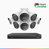 NightChroma<sup>TM</sup> NCK800 - Kit de surveillance PoE 4K à 8 canaux avec 8 caméras, Vision Nocturne Couleur Acme, 3840 × 2160 à 30 ips, Détection des Personnes et Véhicules, Alarme Sirène et Stroboscopique, Audio Bidirectionnel