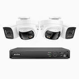 ANNKE Système de Surveillance PoE 4K 8MP 8 Canaux avec 4 Caméras, 2 × Double Objectif 180° + 2 × Caméras IP 4K, Détection de Personnes/Véhicules, Vision Nocturne en Couleur