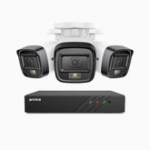H500 - Kit de surveillance PoE 5MP à 8 canaux avec 3 caméras, Vision nocturne intelligente à double éclairage, 3072 × 1728 à 20 ips, détection intelligente des personnes et des véhicules, microphone intégré, IP67