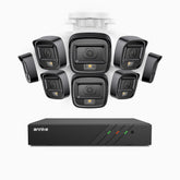 H500 - Kit de surveillance PoE 5MP à 8 canaux avec 8 caméras, Vision nocturne intelligente à double éclairage, 3072 × 1728 à 20 ips, détection intelligente des personnes et des véhicules, microphone intégré, IP67