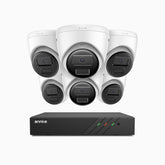 H300 - Kit de surveillance PoE 3MP à 8 canaux avec 6 caméras, vision nocturne EXIR 2.0, détection de mouvement, H.265+, étanchéité IP67