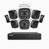 H300 - Kit de surveillance PoE 3MP à 8 canaux avec 8 caméras, vision nocturne EXIR 2.0, détection de mouvement, H.265+, étanchéité IP67