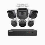 H300 - Kit de surveillance PoE 3MP à 8 canaux avec 3 caméra bullet et 3 caméras tourelle, vision nocturne EXIR 2.0, détection de mouvement, H.265+, étanchéité IP67