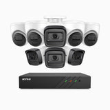 H300 - Kit de surveillance PoE 3MP à 8 canaux avec 4 caméra bullet et 4 caméras tourelle, vision nocturne EXIR 2.0, détection de mouvement, H.265+, étanchéité IP67