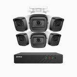 H300 - Kit de surveillance PoE 3MP à 8 canaux avec 6 caméras, vision nocturne EXIR 2.0, détection de mouvement, H.265+, étanchéité IP67