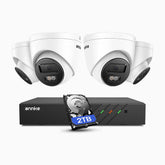 ANNKE Système de vidéosurveillance PoE 4K 8MP, 4 caméras IP 4K + enregistreur NVR 8 canaux, disque dur 2 To, détection des personnes et des véhicules, microphone intégré, vision nocturne couleur et infrarouge, compatible RTSP