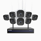 WS800 - Kit vidéo surveillance sans fil 8MP Ultra HD à 16 canaux avec 8 caméras, WiFi bi-bande 2,4/5,8 GHz Pro, détection de mouvement humaine, audio bidirectionnel, vision nocturne, compatible avec Alexa