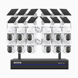 WBS400 - Kit vidéo surveillance sans fil 4MP à 16 canaux avec 12 caméras, WiFi bi-bande, détection de mouvement, audio bidirectionnel, alimenté par batterie et énergie solaire, 270° Pan & 90° Tilt, compatible avec Alexa.