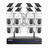 WBS400 - Kit vidéo surveillance sans fil 4MP à 8 canaux avec 8 caméras, WiFi Bi-Bande, Pan 270° & Tilt 90°, Batterie 9000 mAh & Panneau Solaire, Détection de Mouvement, Audio Bidirectionnel