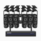 WBS400 - Kit vidéo surveillance sans fil 4MP à 16 canaux avec 12 caméras, WiFi Bi-Bande, Pan 270° & Tilt 90°, Batterie 9000 mAh & Panneau Solaire, Détection de Mouvement, Audio Bidirectionnel