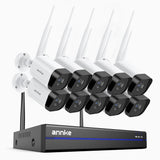 WS800 - Kit vidéo surveillance sans fil 8MP Ultra HD à 16 canaux avec 10 caméras, WiFi bi-bande 2,4/5,8 GHz Pro, détection de mouvement humaine, audio bidirectionnel, vision nocturne, compatible avec Alexa