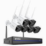 WS800 - Kit vidéo surveillance sans fil 8MP Ultra HD à 8 canaux avec 6 caméras, WiFi bi-bande 2,4/5,8 GHz Pro, détection de mouvement humaine, audio bidirectionnel, vision nocturne, compatible avec Alexa