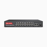 Commutateur PoE Gigabit Ethernet à 16 ports avec boîtier métallique, fixation sur bureau ou murale