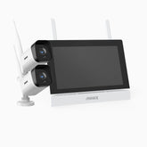WTL300 - Kit caméra de surveillance sans fil 3MP avec moniteur 7", 4 canaux et 2 / 4 caméras, détection de mouvement, audio bidirectionnel, vision nocturne IR, compatible avec Alexa